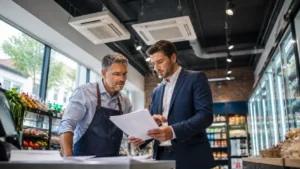 UK retailer discussing the financial impact of commercial cooling equipment