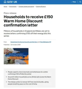 Government £150 Energy Rebate Announcement