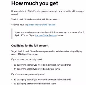 old state pension is 184.90 per week in